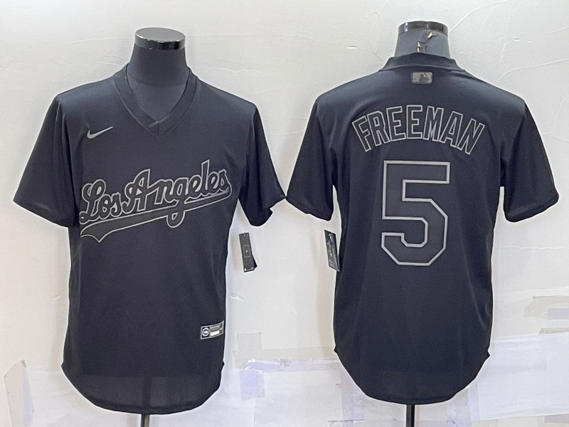 Men's Los Angeles Dodgers Freddie Freeman #5 Black Authentic Game Jersey1