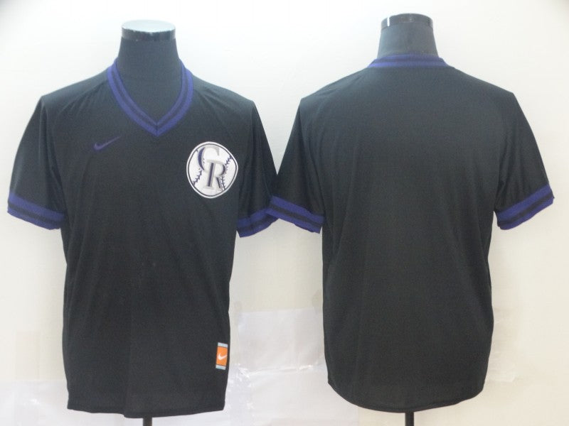 Men's Colorado Rockies Black Alternate Replica Blank Jersey1