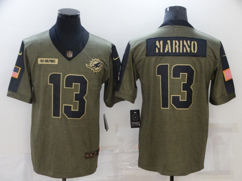 Men's Miami Dolphins Dan Marino #13 Brown Player Game Jersey1