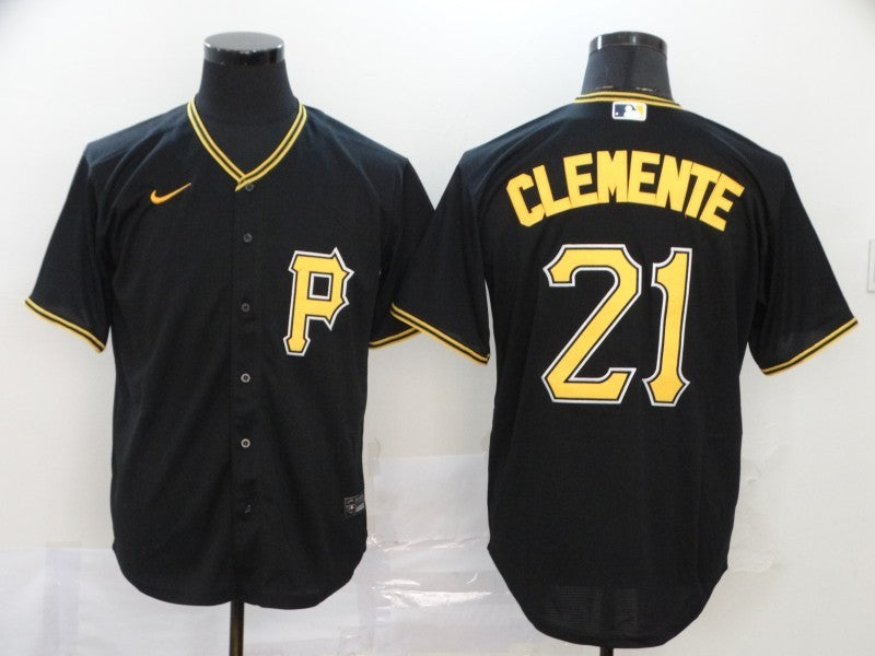 Men's Pittsburgh Pirates Roberto Clemente #21 Black Replica Baseball Jersey1