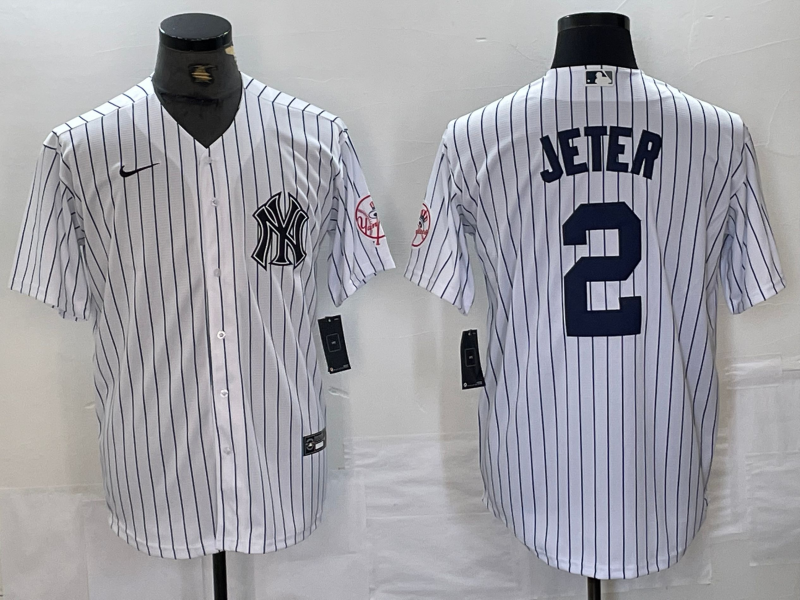 Men's New York Yankees Derek Jeter #2 White Limited Player Jersey1