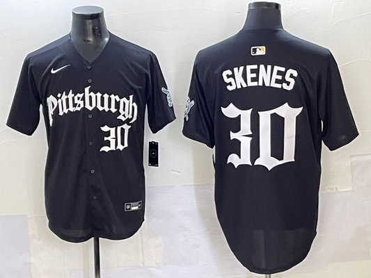 Men's Pittsburgh Pirates Paul Skenes #30 Black Game Player Jersey