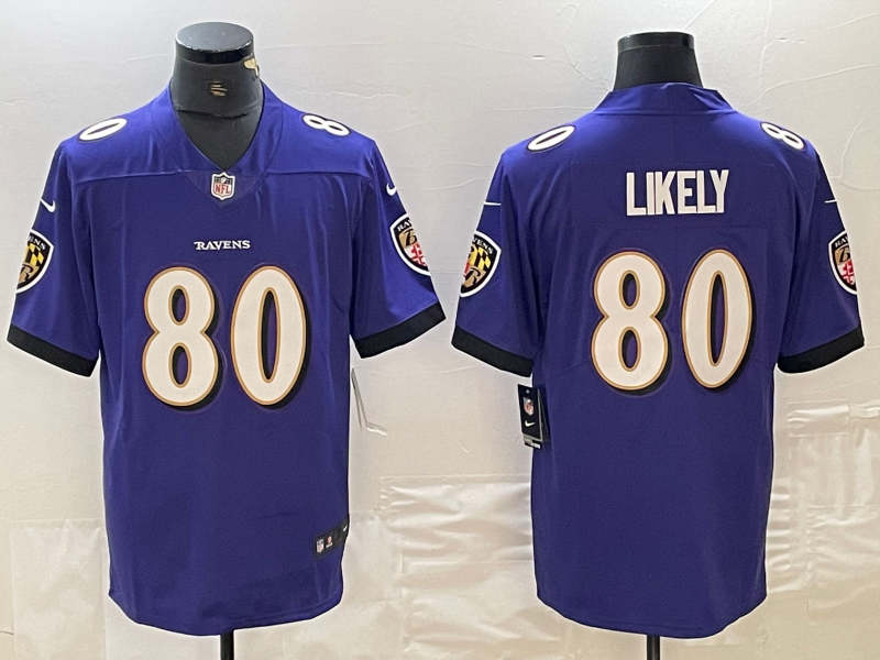 Men's Baltimore Ravens Isaiah Likely #80 Purple Player Game Jersey1