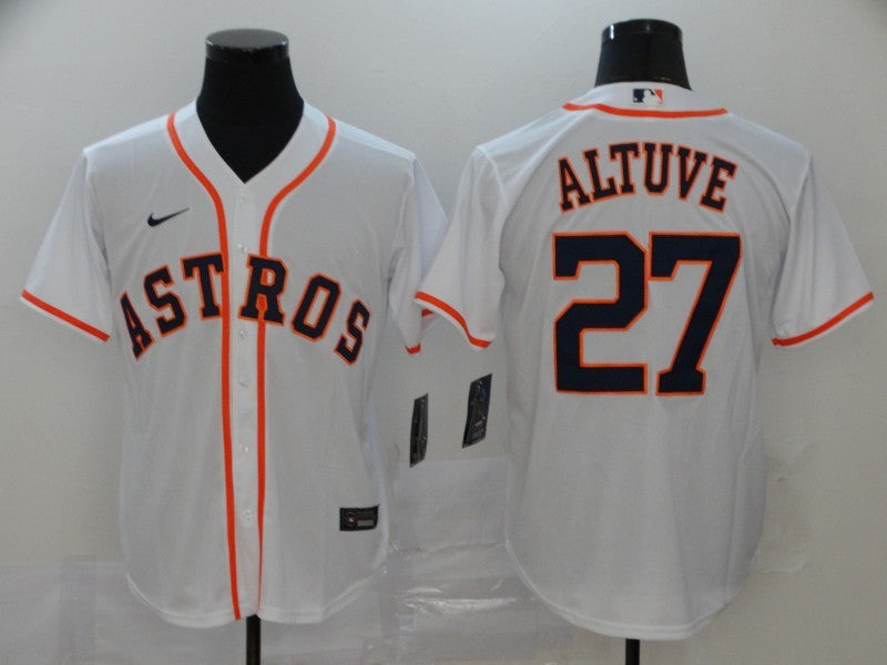 Men's Houston Astros Jose Altuve #27 White Replica Baseball Jersey1