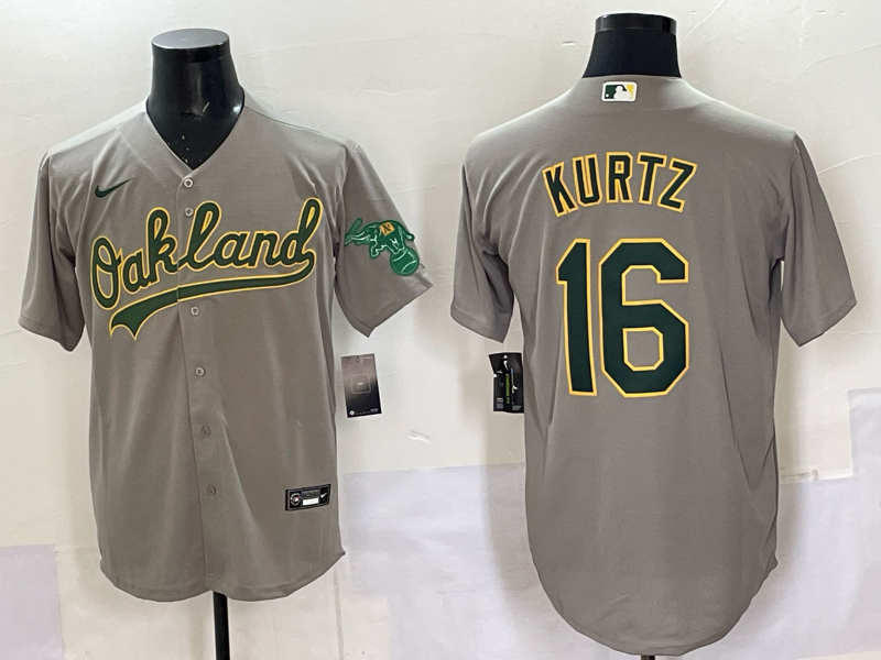 Men's Oakland Athletics Nick Kurtz #16 Gray Replica Player Jersey