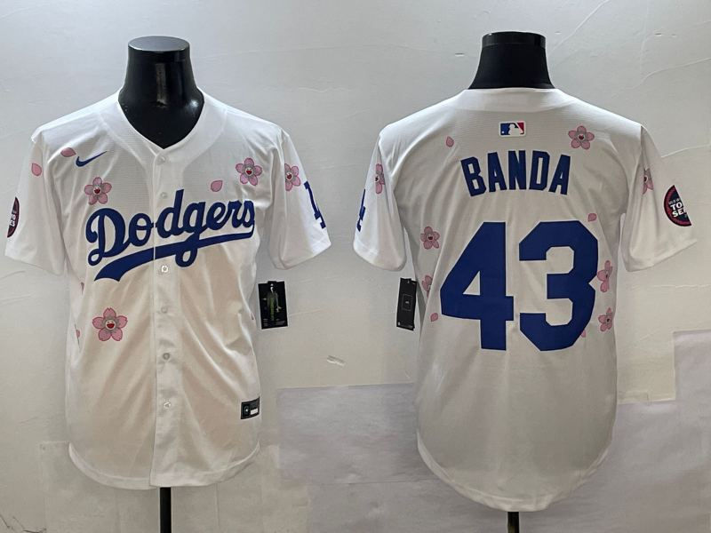 Men's Los Angeles Dodgers Anthony Banda #43 White Replica Player Jersey1