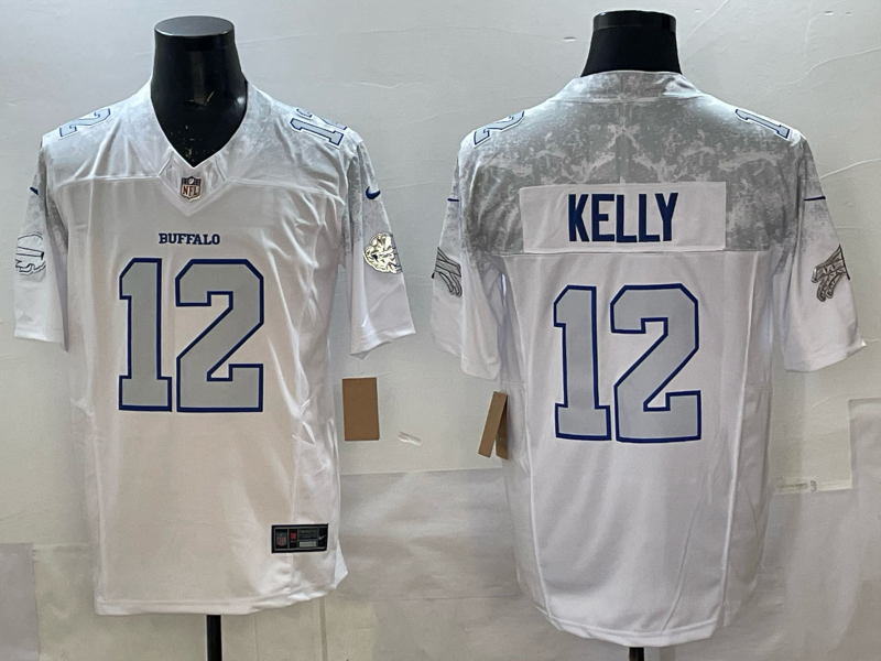 Men's Buffalo Bills Jim Kelly #12 White 2025 Rivalries Collection Limited Jersey
