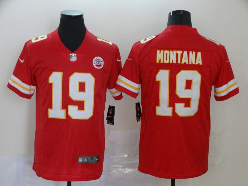 Men's Kansas City Chiefs Joe Montana #19 Red Game Player Jersey1