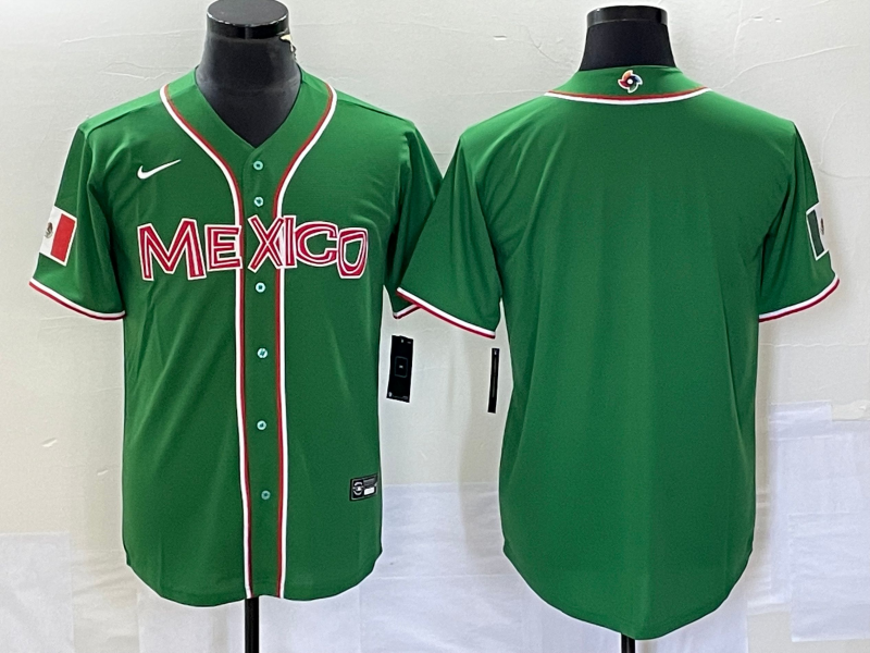 Men's 2023 World Baseball Classic Mexico Green Blank Jersey1
