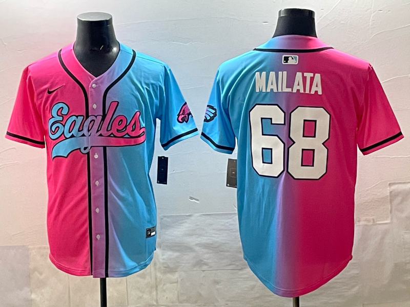 Men's Philadelphia Eagles Jordan Mailata #68 Pink/Blue Game Jersey