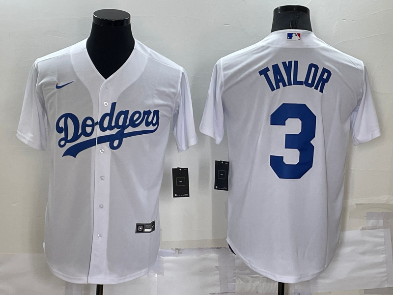 Men's Los Angeles Dodgers Chris Taylor #3 White Replica Baseball Jersey1