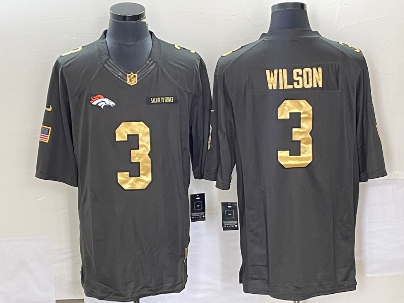 Men's Denver Broncos Russell Wilson #3 Black Team Game Jersey1