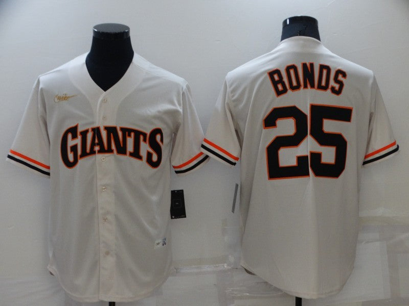Men's San Francisco Giants Barry Bonds #25 Beige Stitched Jersey1