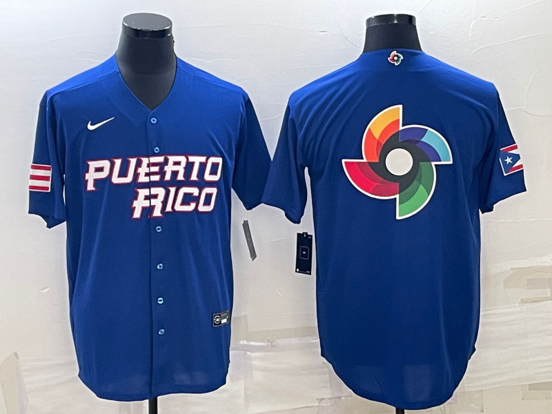Men's 2023 World Baseball Classic Puerto Rico Blue Jersey1