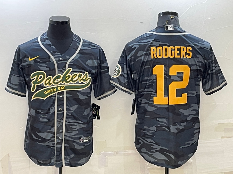 Men's Green Bay Packers Aaron Rodgers #12 Grey camouflage Player Jersey1 Joint Edition