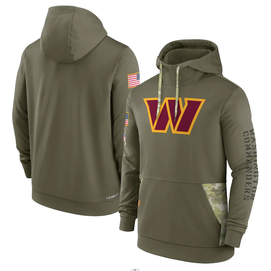 Men's Washington Commanders Olive 2022 Salute to Service Therma Performance Pullover Hoodie1