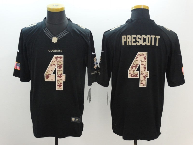 Men's Dallas Cowboys #4 Dak Prescott Black Tame Game Jersey1