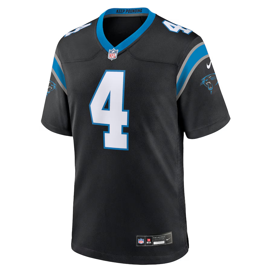 Men's Carolina Panthers Tetairoa McMillan Nike Black 2025 NFL Draft First Round Pick Game Jersey