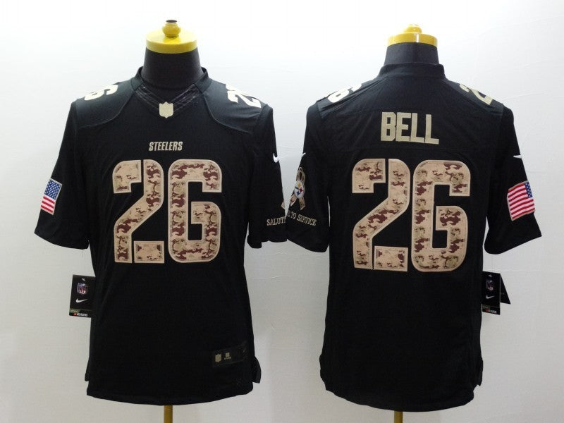 Men's Pittsburgh Steelers LeVeon Bell #26 Black Game Player Jersey1