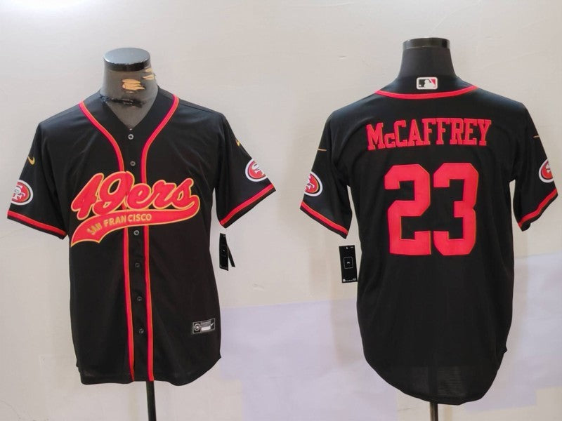 Men's San Francisco 49ers Christian McCaffrey #23 Black Replica Player Jersey1