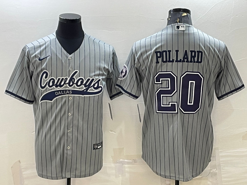 Men's Dallas Cowboys Tony Pollard #20 Gray Game Player Jersey1 Joint Edition