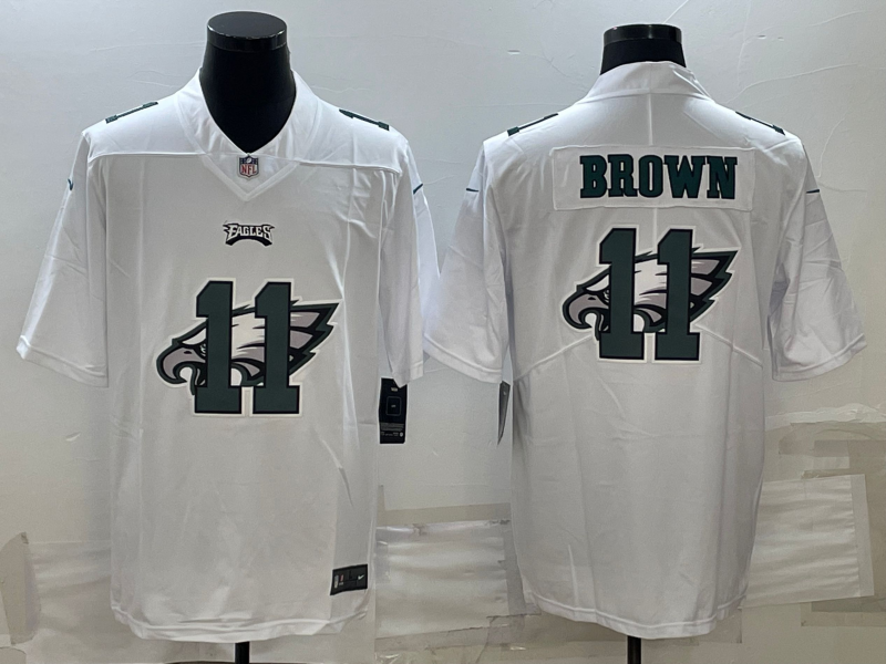 Men's Philadelphia Eagles A.J. Brown #11 White Team Game Jersey1