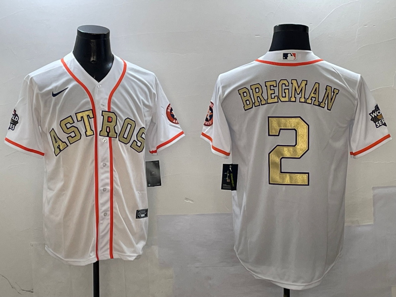 Men's Houston Astros Alex Bregman #2 White Player Jersey1