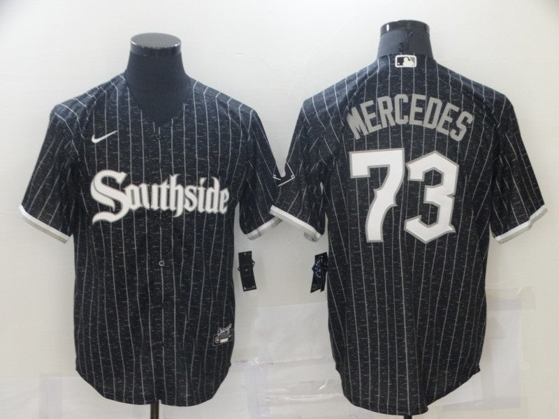 Men's Chicago White Sox Yermin Mercedes #73 Black Replica Baseball Jersey1