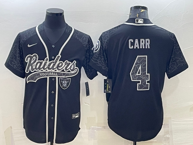 Men's Las Vegas Raiders Derek Carr #4 Black RFLCTV Limited Jersey1 Joint Edition