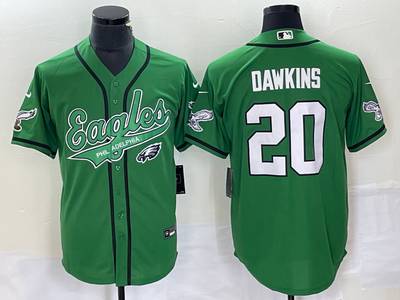 Men's Philadelphia Eagles Brian Dawkins #20 Kelly Green Game Jersey1 Joint Edition