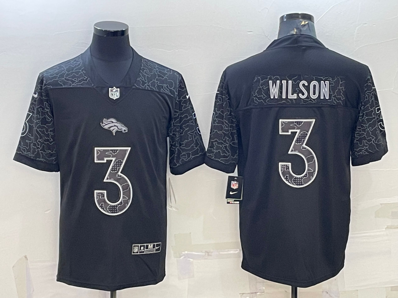 Men's Denver Broncos Russell Wilson #3 Black Retired Player RFLCTV Limited Jersey1