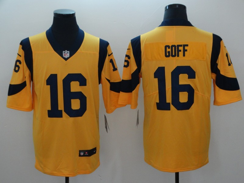 Men's Los Angeles Rams Jared Goff #16 Yellow Game Jersey1