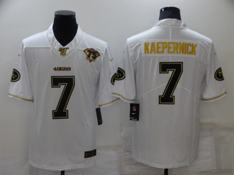 Men's San Francisco 49ers Colin Kaepernick #7 White 75th Anniversary Game Jersey1