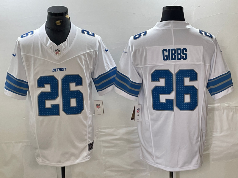 Men's Detroit Lions Jahmyr Gibbs #26 White Vapor F.U.S.E. Limited Jersey1