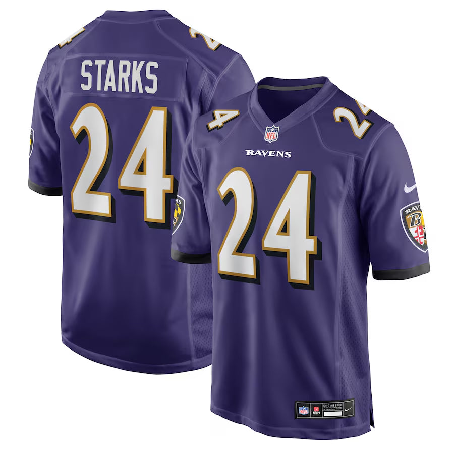 Men's Baltimore Ravens Malaki Starks Nike Purple 2025 NFL Draft First Round Pick Game Jersey