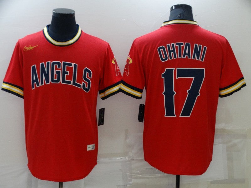 Men's Los Angeles Angels Shohei Ohtani #17 Red Replica Player Jersey1
