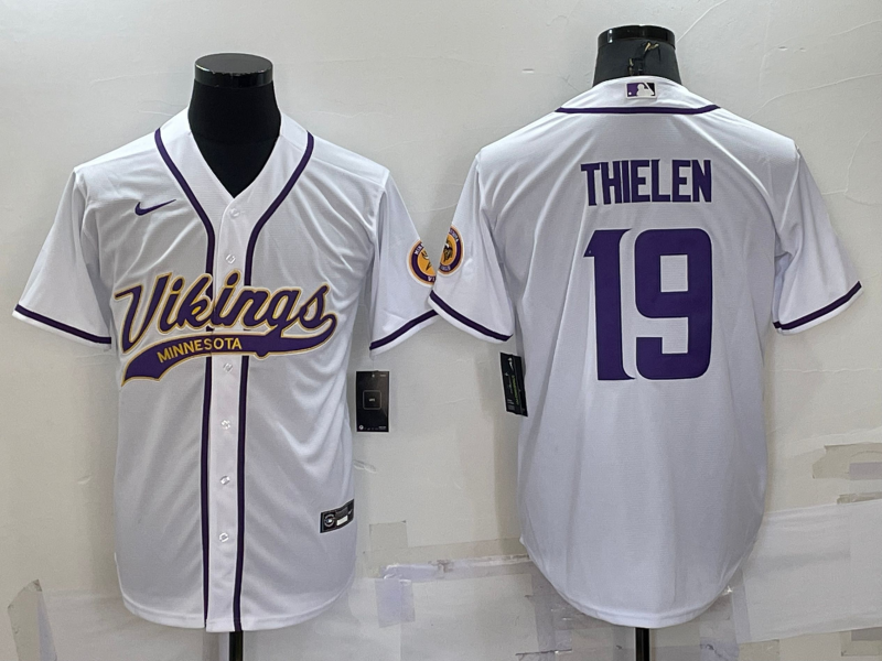 Men's Minnesota Vikings Adam Thielen #19 White Game Jersey1 Joint Edition