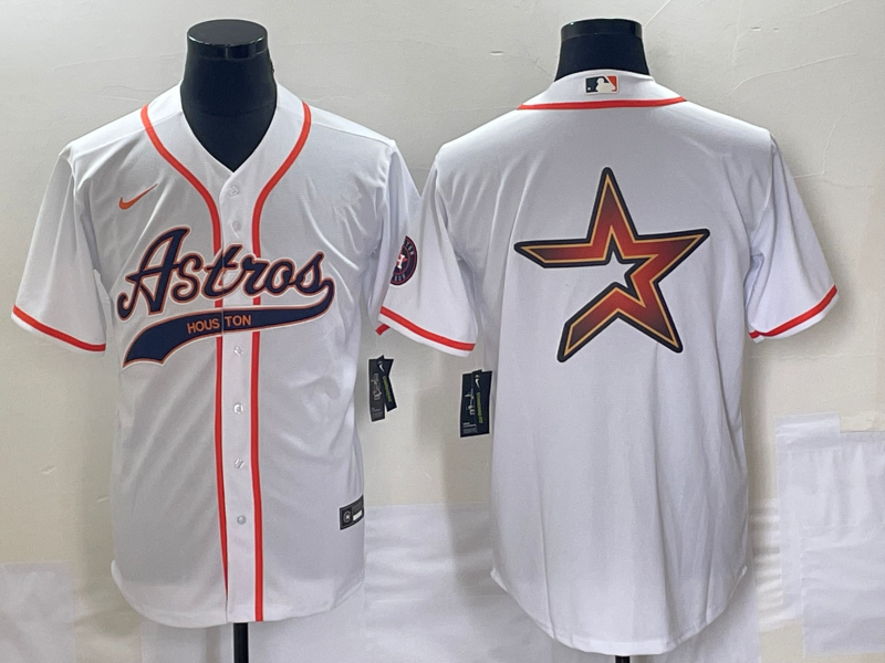 Men's Houston Astros White Replica Authentic Jersey1 Joint Edition