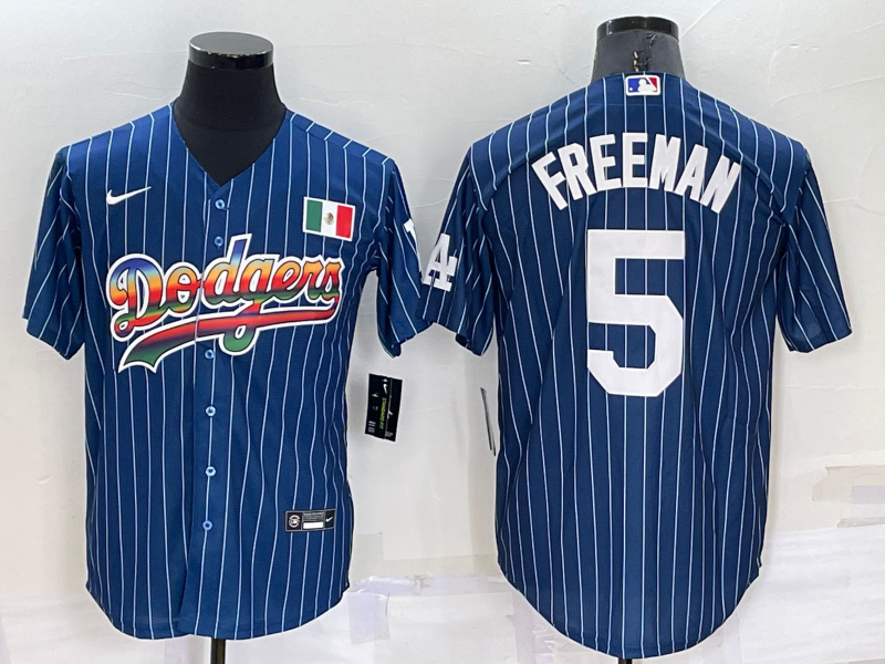 Men's Los Angeles Dodgers Freddie Freeman #5 Blue Replica Game Jersey1