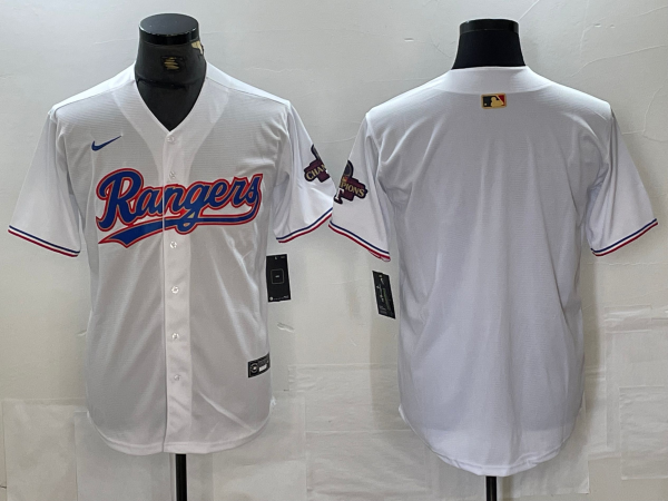 Men's Texas Rangers White Blank 2024 Gold Collection Limited Player Jersey1