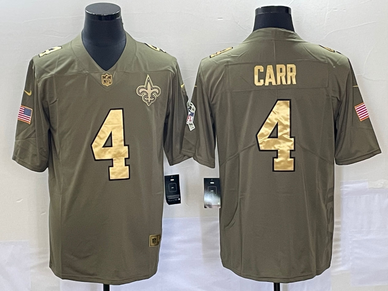Men's New Orleans Saints Derek Carr #4 Brown Player Jersey1