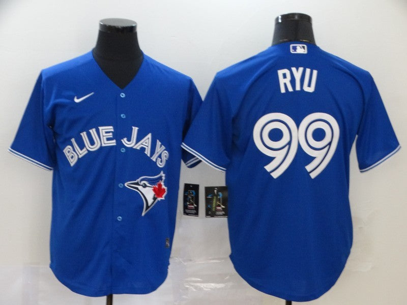 Men's Toronto Blue Jays Hyun-Jin Ryu #99 Blue Replica Baseball Jersey1