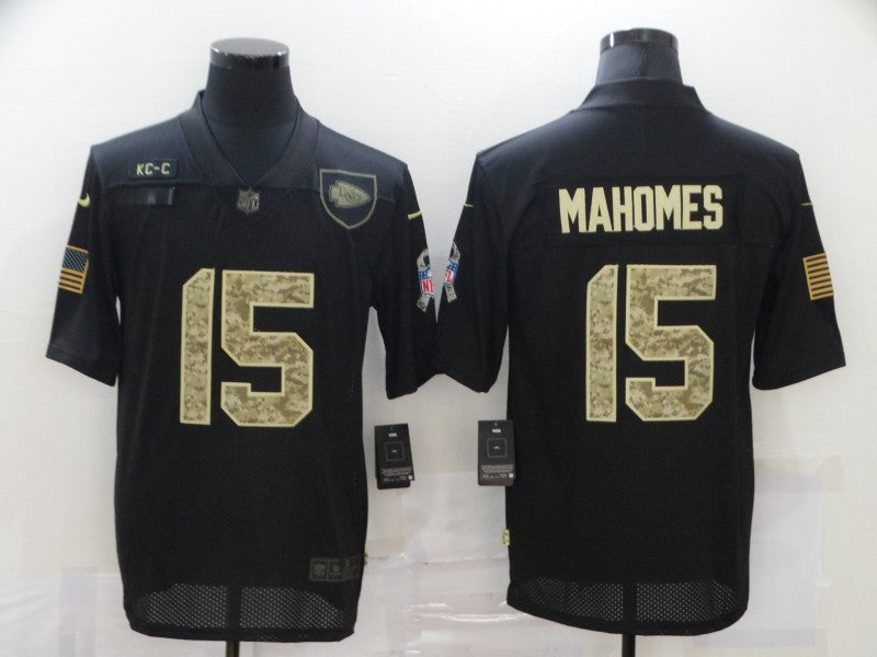 Men's Kansas City Chiefs #15 Patrick Mahomes Black Game Player Jersey1