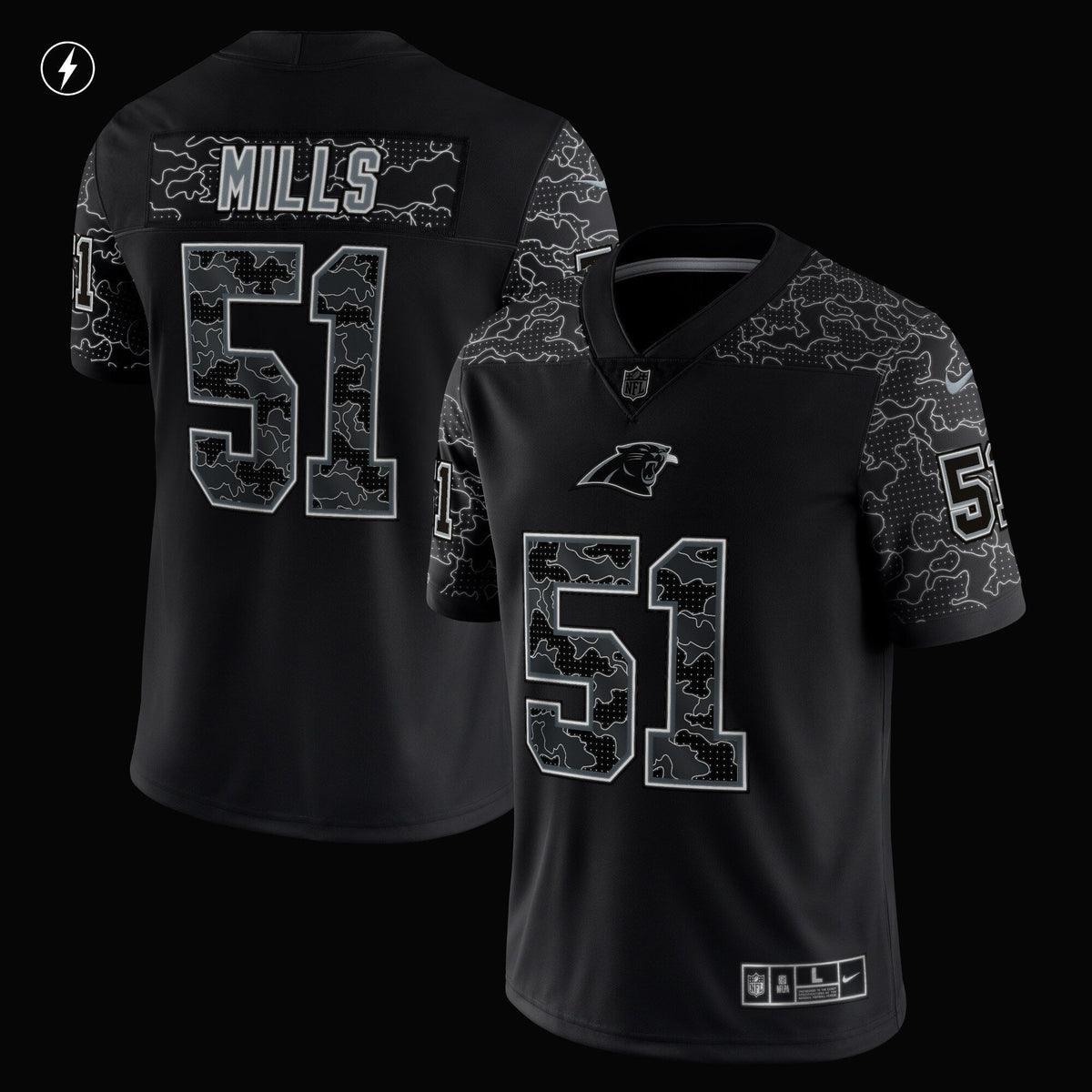 Sam Mills Carolina Panthers Nike Retired   RFLCTV Limited Jersey - Black