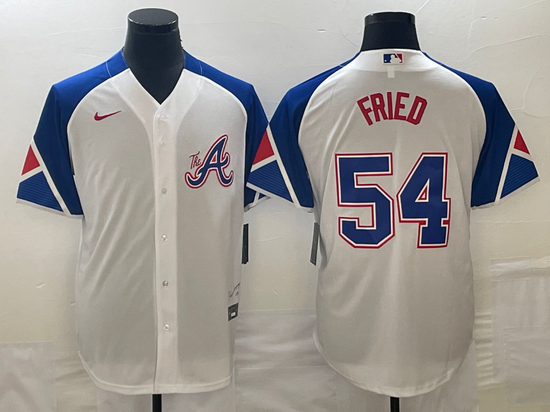 Men's Atlanta Braves Max Fried #54 White 2023 City Connect Replica Player Jersey1