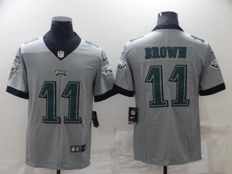 Men's Philadelphia Eagles A.J. Brown #11 Gray Inverted Game Jersey1