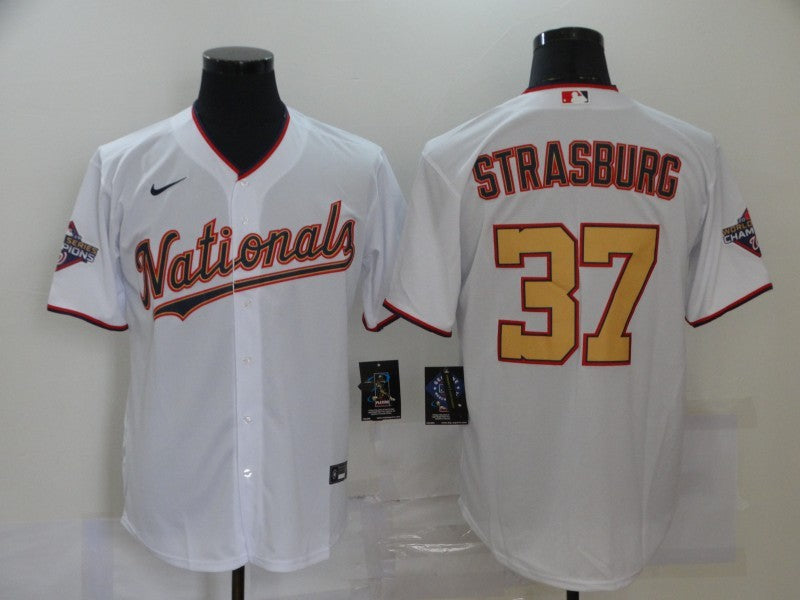 Men's Washington Nationals Stephen Strasburg #37 White Fashion Stitched Jersey1