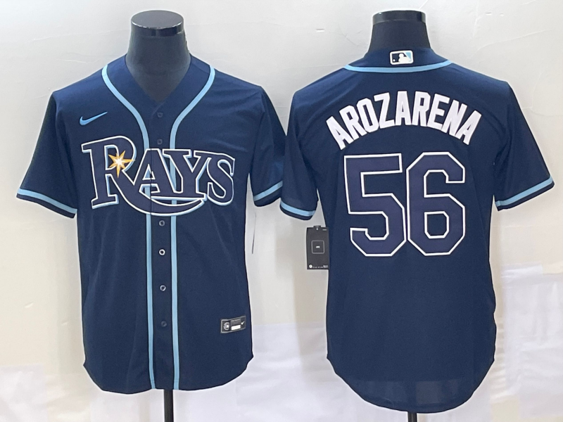 Men's Tampa Bay Rays Randy Arozarena #56 Navy Replica Player Jersey1
