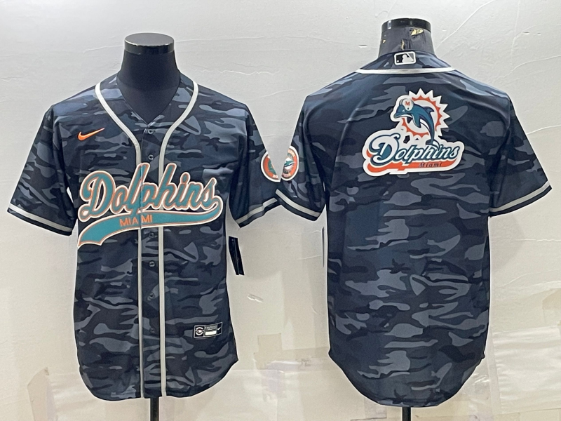 Men's Miami Dolphins Grey Camouflage Game Jersey1