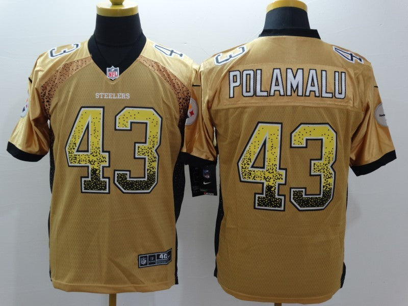 Men's Pittsburgh Steelers Troy Polamalu #43 Gold Player Game Jersey1